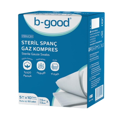 B-Good Steril Spanç Gaz Kompres 7,5*7,5 50'li - B-good
