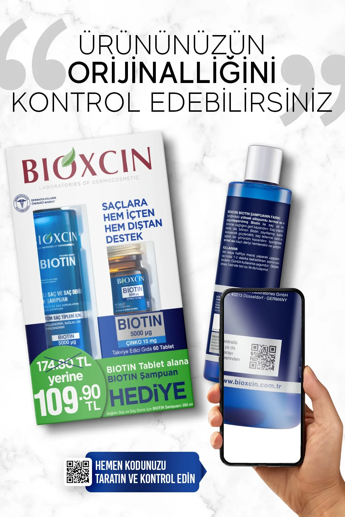 Bioxcin Biotin 5000 mg Çinko 15 mg ALANA Biotin Şampuan 300 ml HEDİYE - 4