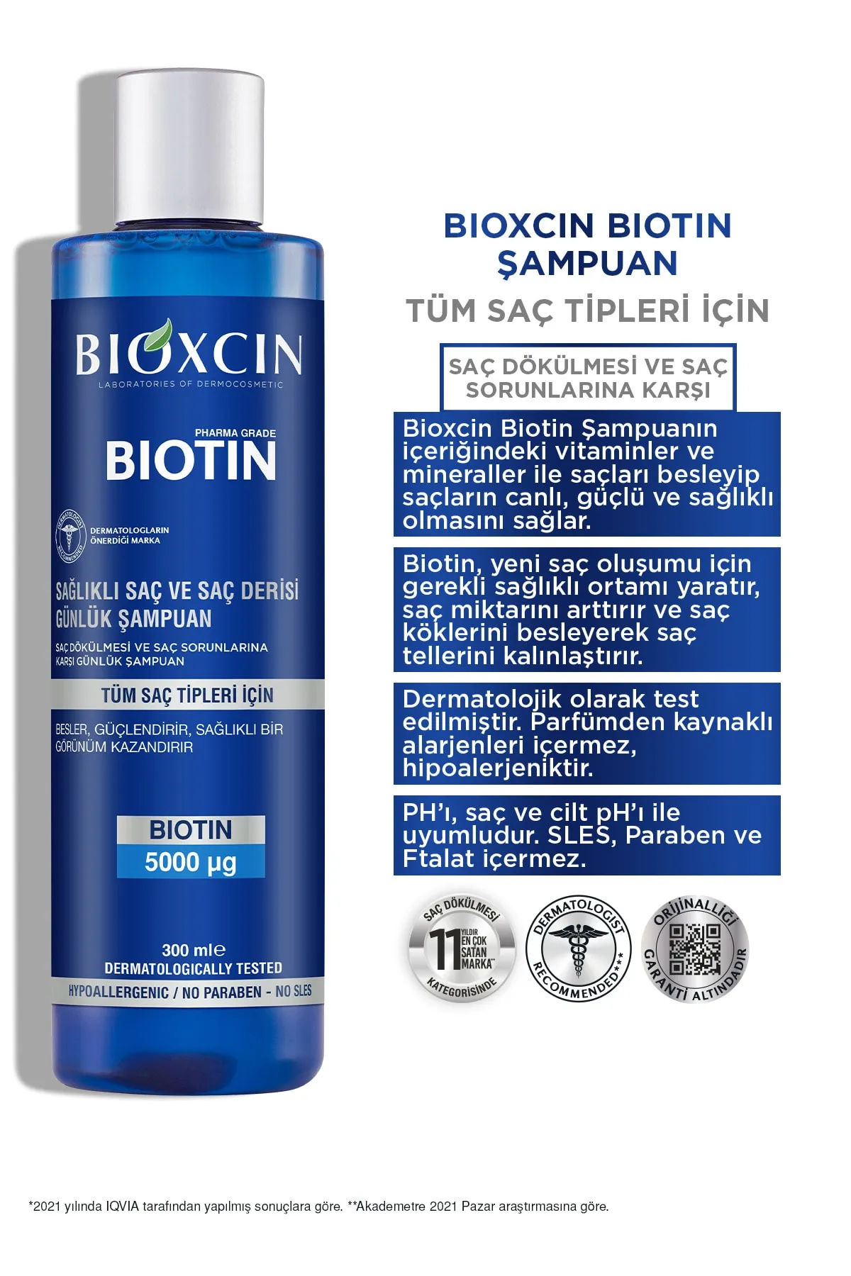 Bioxcin Biotin 5000 mg Çinko 15 mg ALANA Biotin Şampuan 300 ml HEDİYE - 3