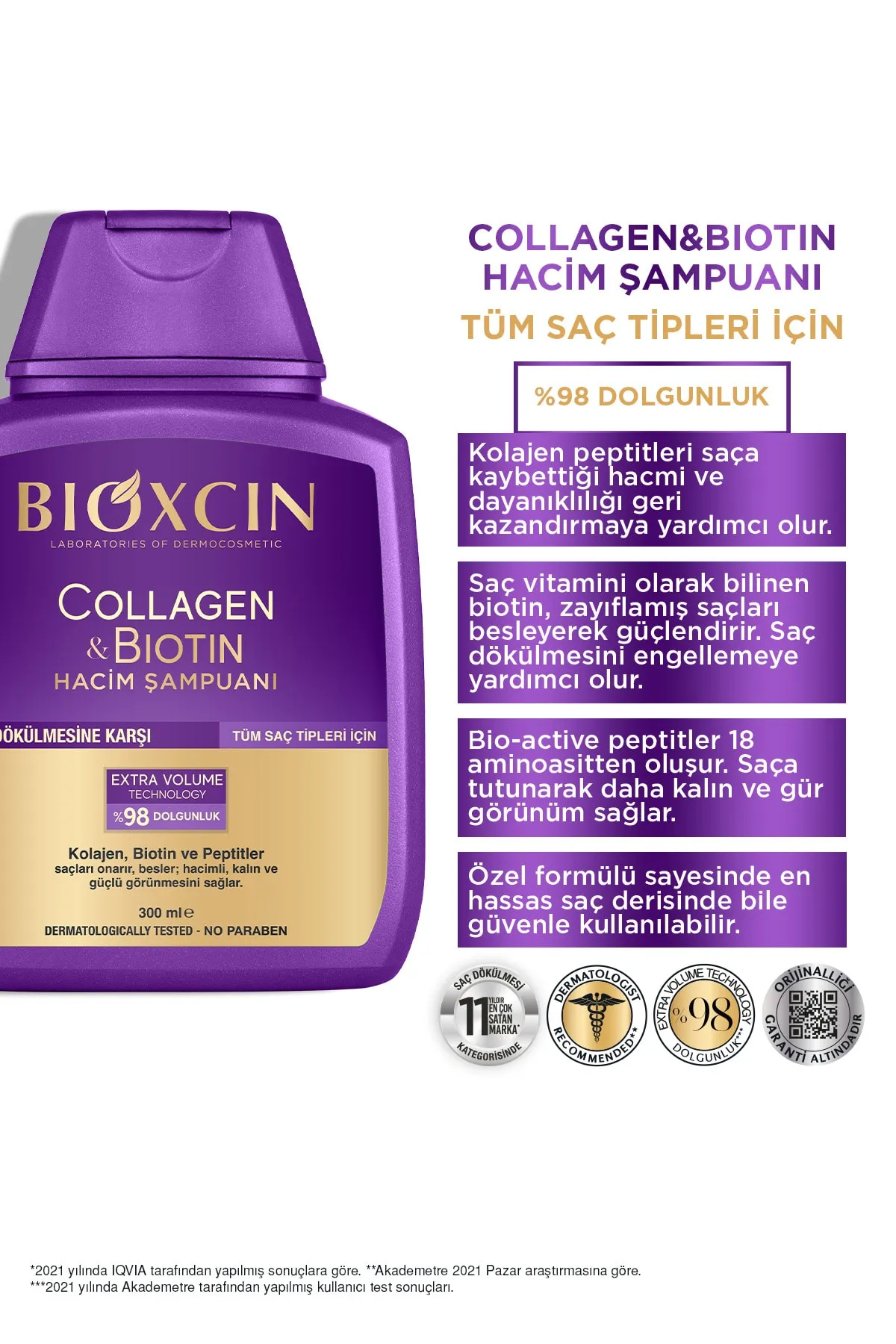 Bioxcin Collagen Biotin Saç Dökülmesine Karşı Şampuan 300 ml - 3