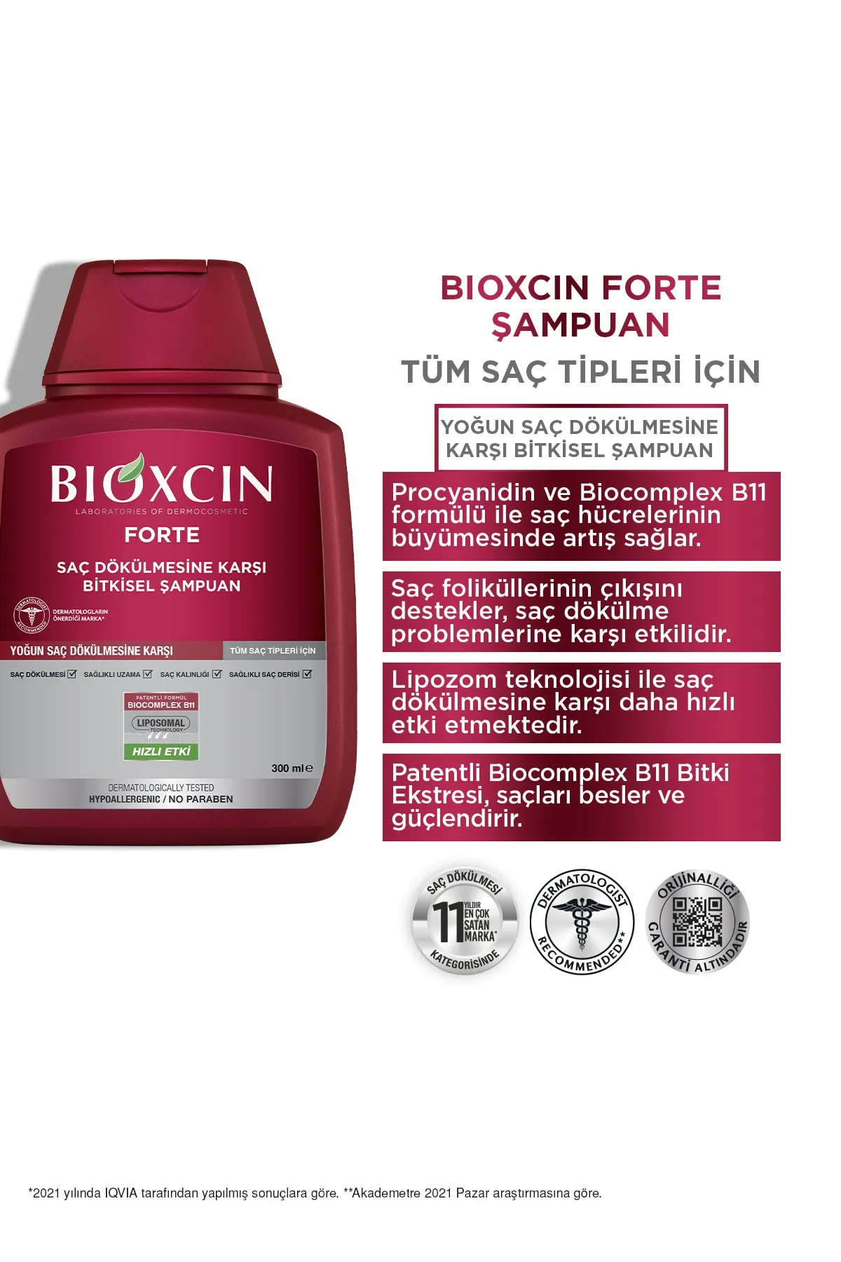 Bioxcin Forte Saç Dökülmesine Karşı Bakım Şampuanı 300 ml - 3 AL 2 ÖDE - 2