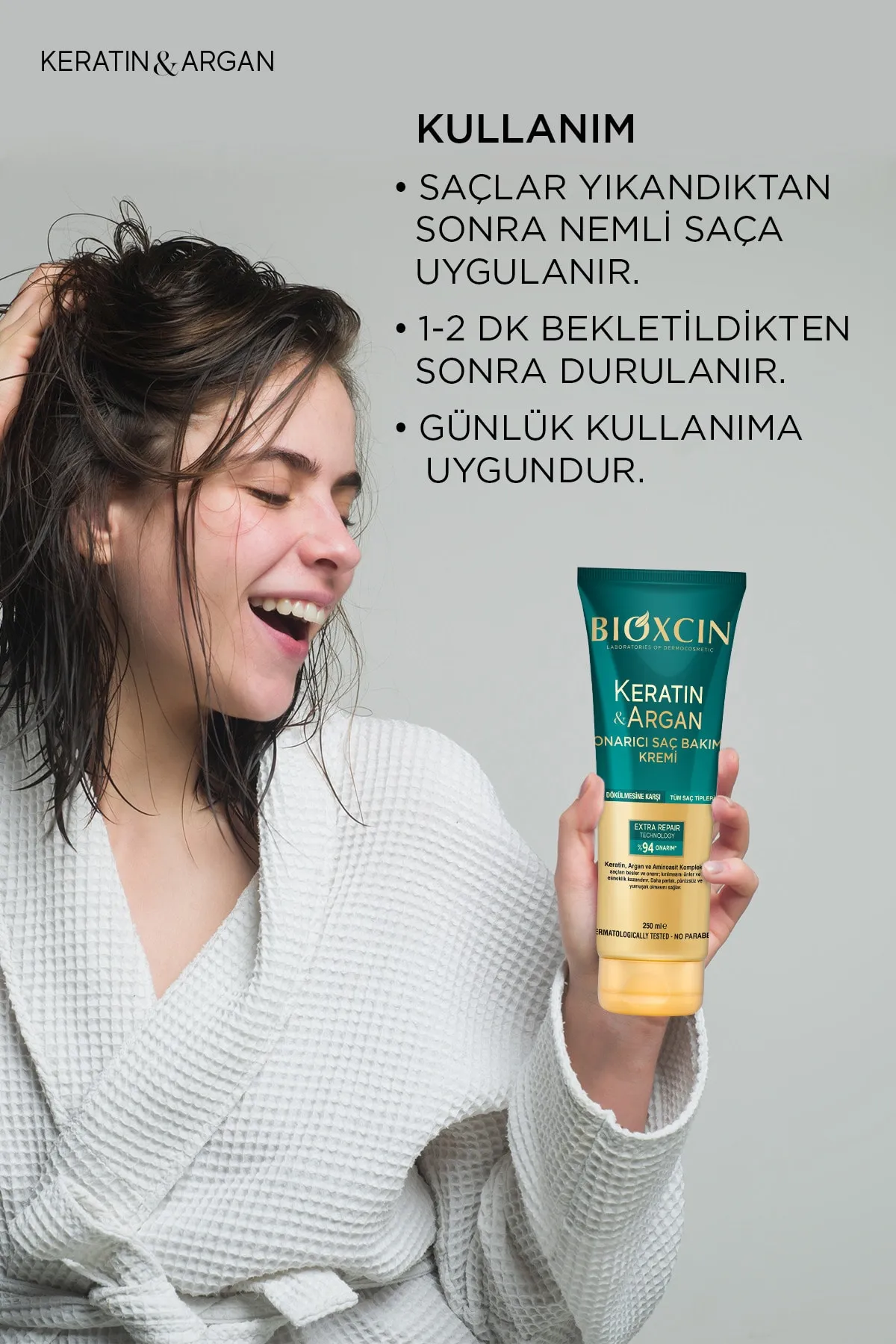 Bioxcin Saç Bakım Kremi Onarıcı Keratin & Argan 250 ml