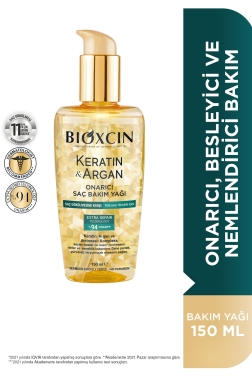 Bioxcin keratin & Argan Onarıcı Saç Bakım Yağı 150 ml - Yıpranmış ve Hasar Görmüş Saçlar - 1