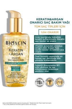 Bioxcin keratin & Argan Onarıcı Saç Bakım Yağı 150 ml - Yıpranmış ve Hasar Görmüş Saçlar - 3