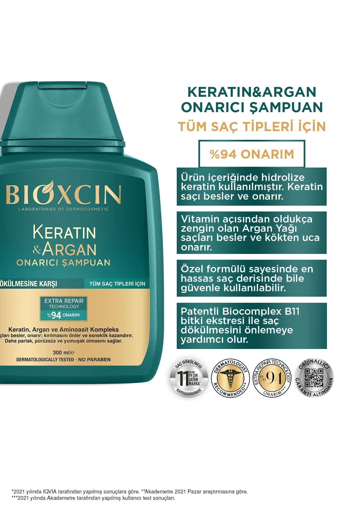 Bioxcin Şampuan Keratin Argan Onarıcı 300 ml - 4