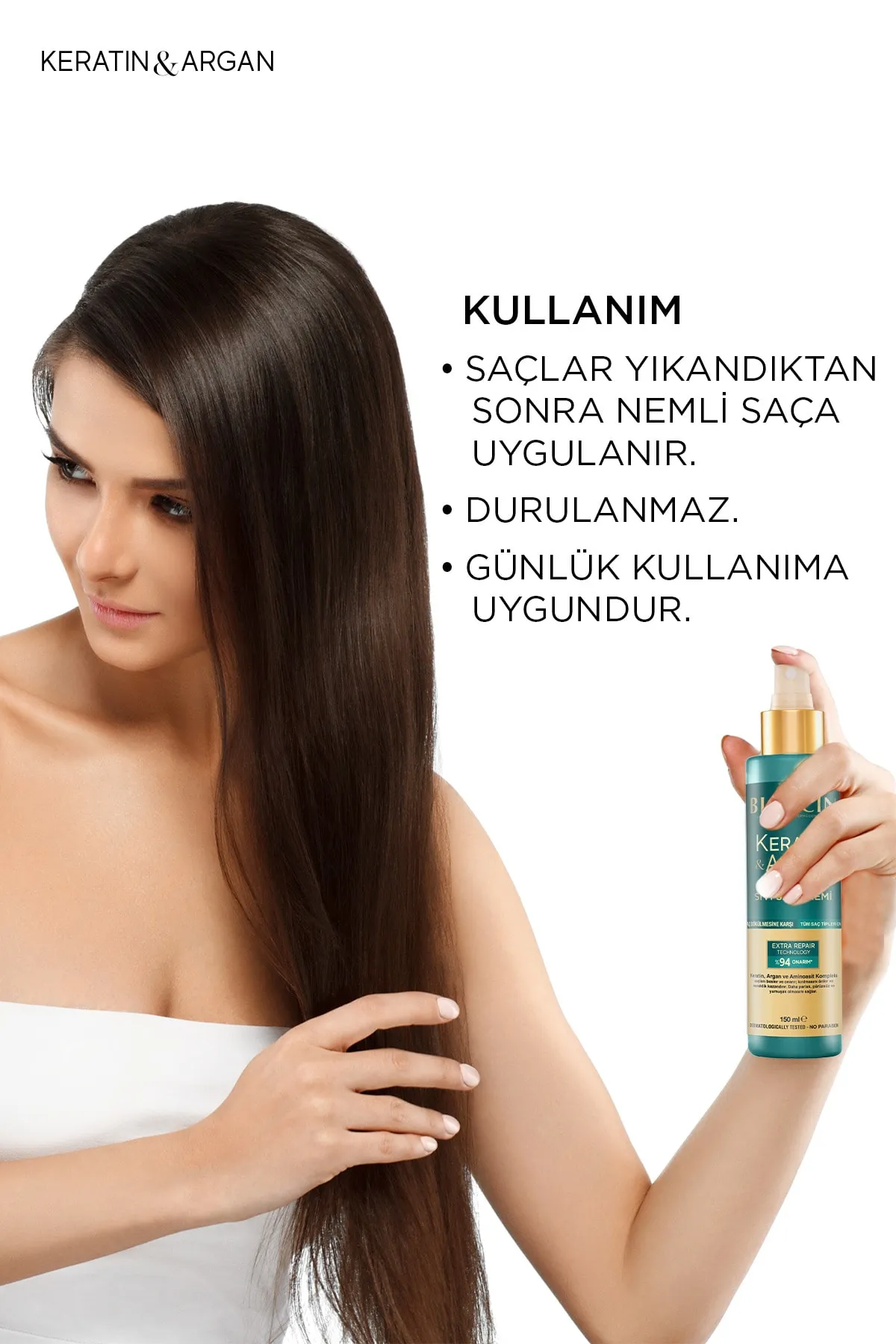 Bioxcin Keratin Ve Argan Onarıcı Sıvı Saç Kremi 150 Ml - 6