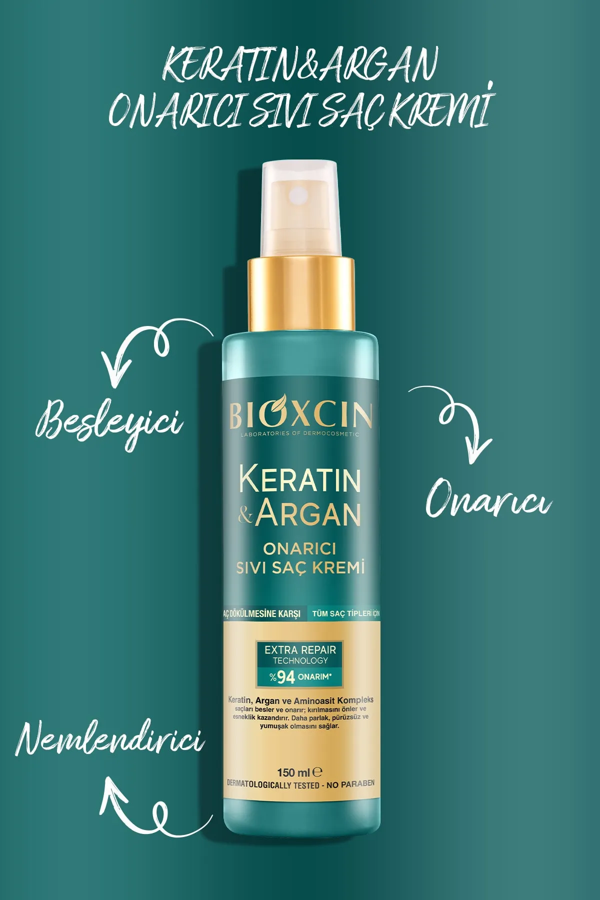 Bioxcin Keratin Ve Argan Onarıcı Sıvı Saç Kremi 150 Ml - 4