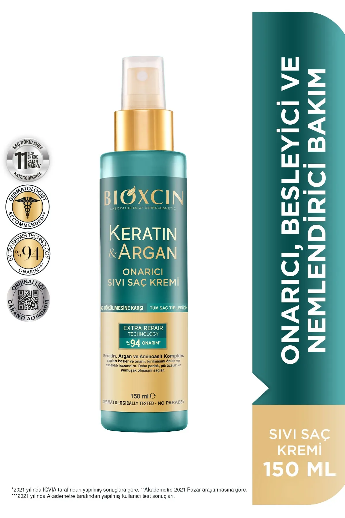 Bioxcin Keratin Ve Argan Onarıcı Sıvı Saç Kremi 150 Ml - 1