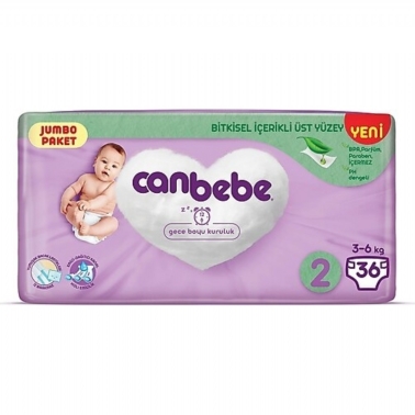 Canbebe 2 Beden Bebek Bezi Mini 3-6KG 36 Adet - canbebe