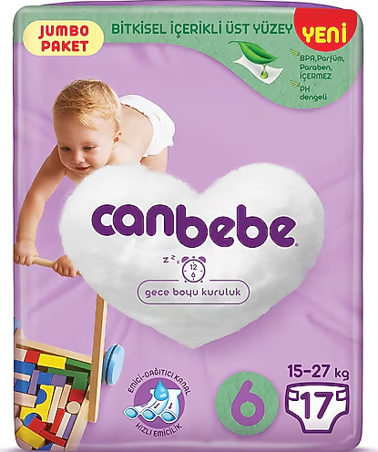 Canbebe Bebek Bezi Jumbo Paket No: 6 15-27 kg 17'li - 1