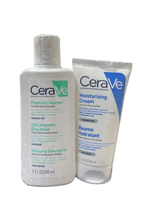 Cerave Set - Köpüren Cleanser 88 ml + Moisturising Cream Kuru ve Çok Kuru Ciltler İçin 50 ml - 1