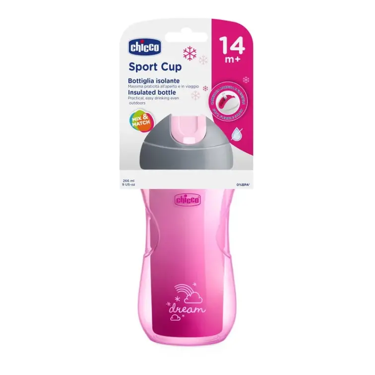 Chicco Isı Yalıtımlı Pipetli Spor Bardak Kız-14m+ - 1