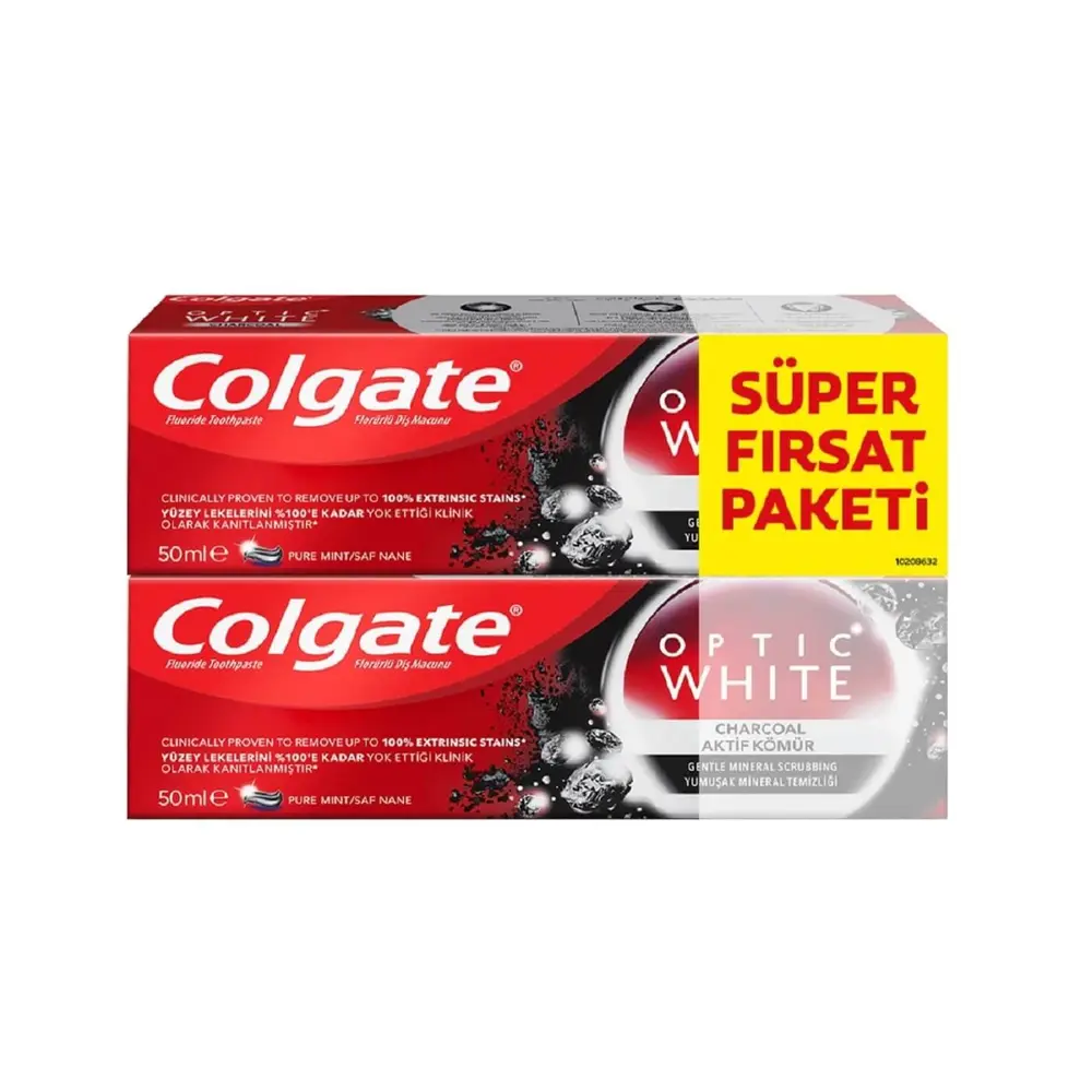 Colgate Optic White Charcoal Diş Macunu 50 ml 2'li Fırsat Paketi