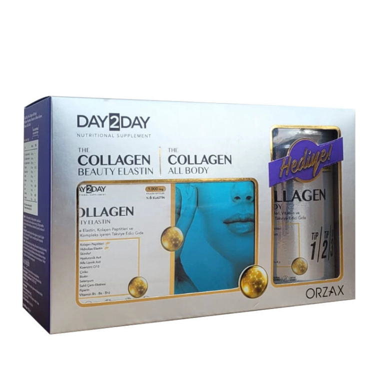 Day2Day Collagen Beauty Elastin 30 Tablet + 10 Doz x10 gr Collagen Body HEDİYE - 1