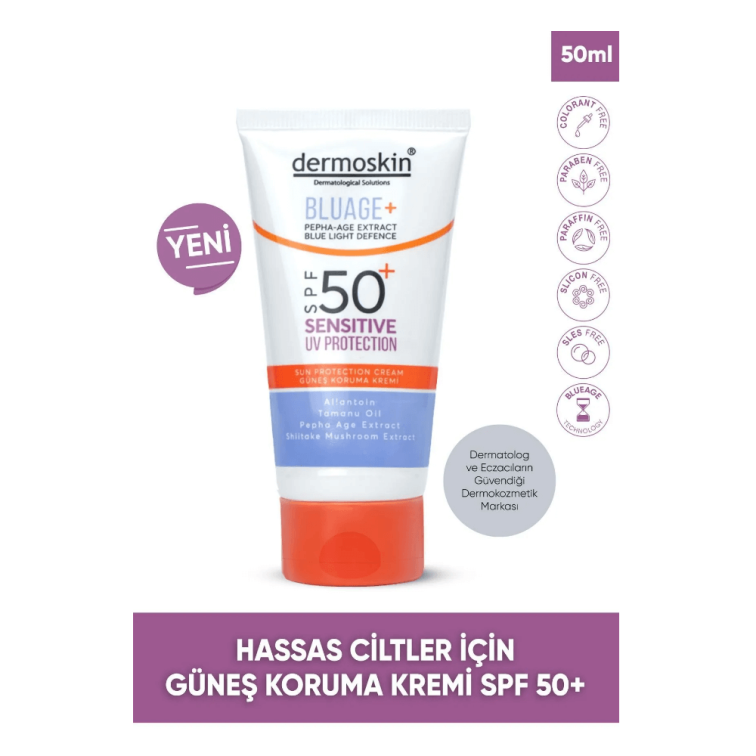 Dermoskin Bluage+ SPF50+ Hassas Ciltler İçin Güneş Kremi 50 ml - 1