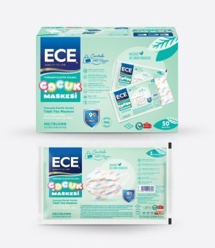 Ece Renkli Çocuk Meltblown 3 Katlı Maske (tekli kağıt ambalaj) 50li - 1