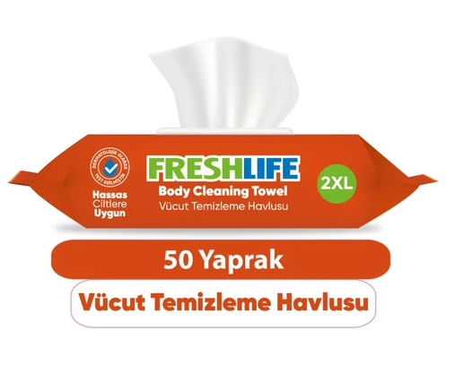 Freshlife Vücut Temizleme Havlusu 50'li Beyaz Sabun Kokulu - 1