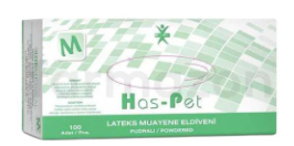 Haspet Lateks Pudralı Muayene Eldiven Medium 100'lü - 1