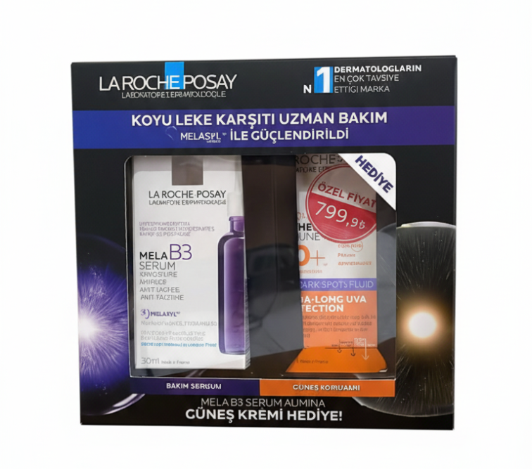 La Roche Posay MELA B3 Koyu Leke Karşıtı Serum 30 ml - Anti-Dark Spots Fluid SPF50+ Yüz Güneş Kremi 50 ml HEDİYE - 1