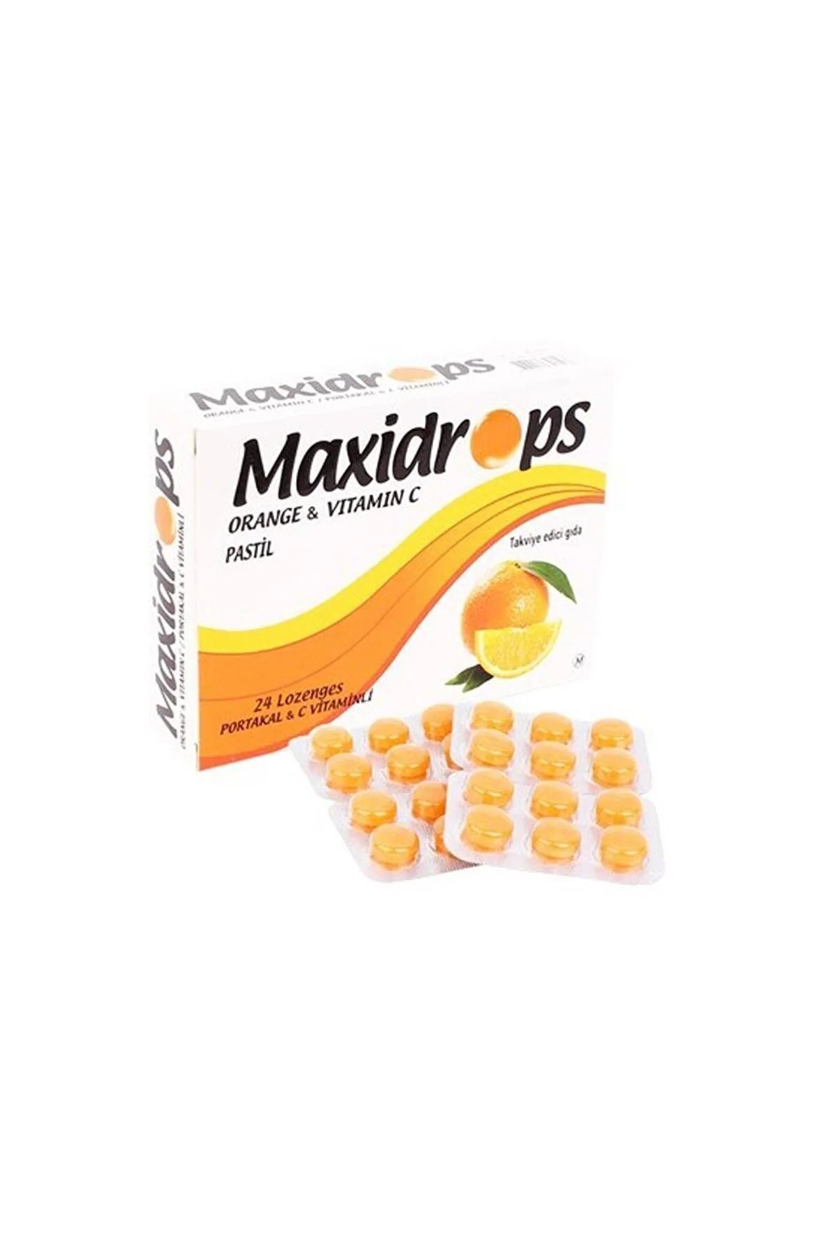 Maxidrops Pastil Portakal ve C Vitamini 24'lü - 1