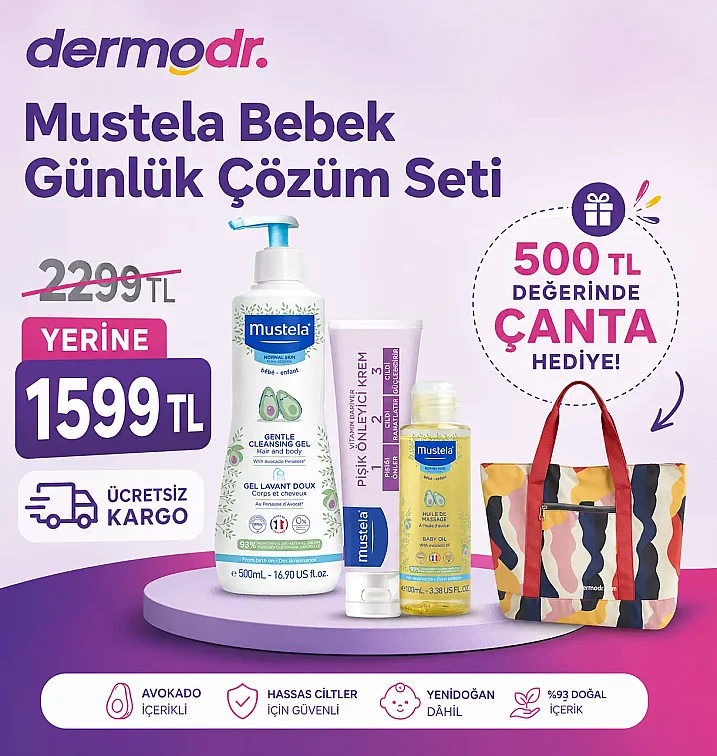 Mustela Bebek Günlük Çözüm Seti - Plaj Çantası Hediyeli - 1
