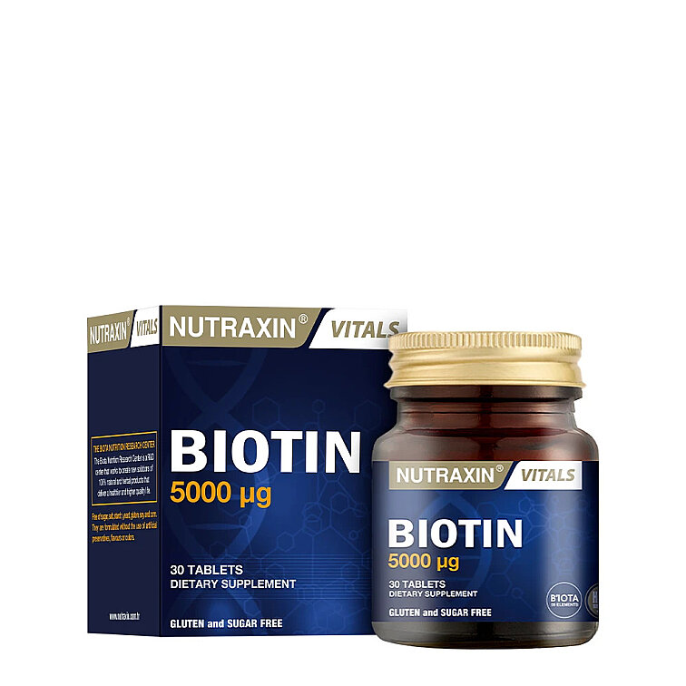 Nutraxin Biotin 5000 mcg Takviye Edici Gıda 30 Tablet - 1