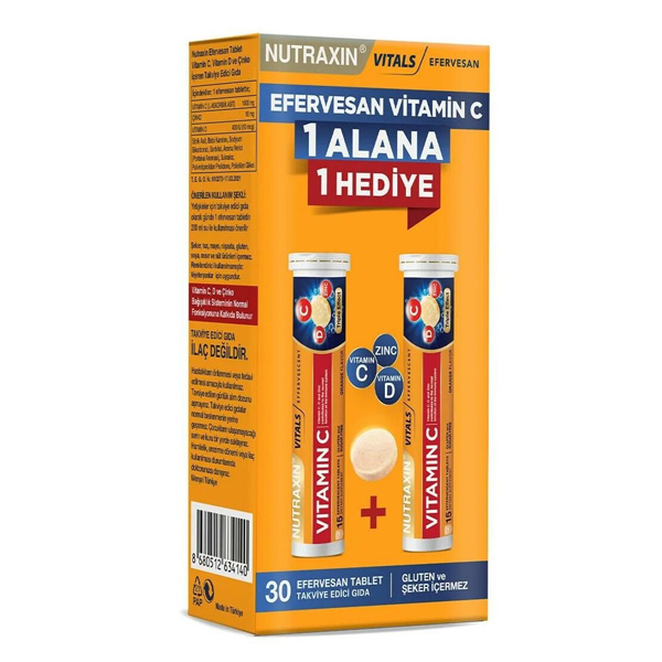 Nutraxin Vitamin C D Zinc 15 Efervesan Tablet - İkili Kofre - 1