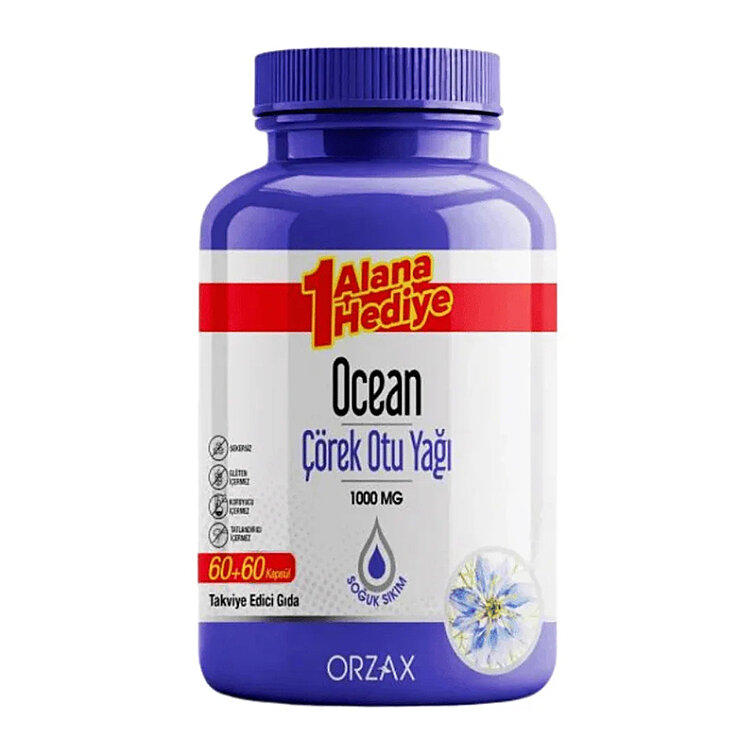 Ocean Çörek Otu Yağı 1000 mg 60 + 60 Kapsül - 1