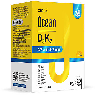 Ocean D3K2 Damla 20 ml - Orzax Ocean