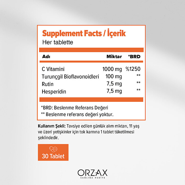 Orzax Ocean Vitamin C 1000 mg 30 Tablet - 2