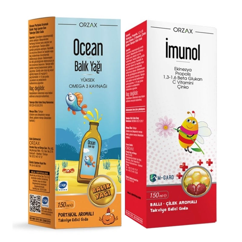 Orzax Ocean Balık Yağı+ Orzax Ocean Imunol Takviye Edici Gıda 150 ml İndirimli - 1