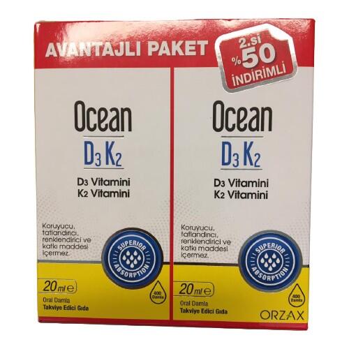 Orzax Ocean D3 K2 20 ml Takviye Edici Gıda Avantajlı Paket - 1
