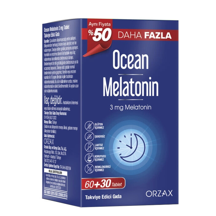 Orzax Ocean Melatonin Takviye Edici Gıda 60+30 Tablet - 1