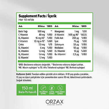 Orzax Ocean Multi Ballı Portakal Konsantreli Şurup 150 ml - 2