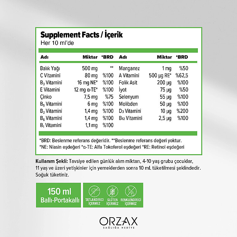 Orzax Ocean Multi Ballı Portakal Konsantreli Şurup 150 ml - 2