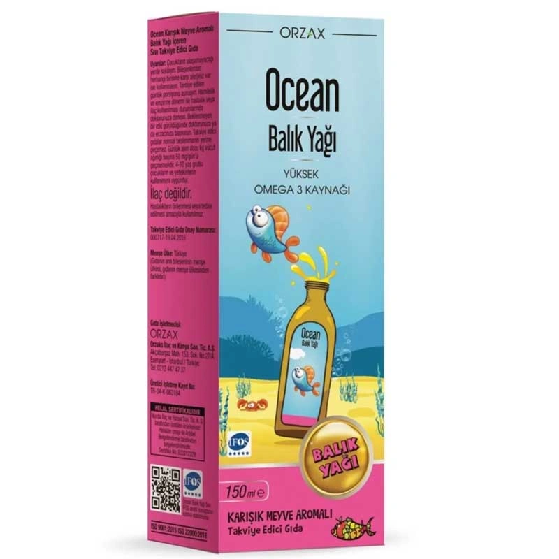 Orzax Ocean Omega3 Şurup 150 ml - Karışık Meyve Aromalı - Orzax Ocean
