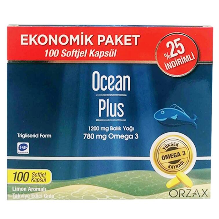 Orzax Ocean Plus Limon Aromalı Takviye Edici 100 Kapsül | Ekonomik Paket - 1