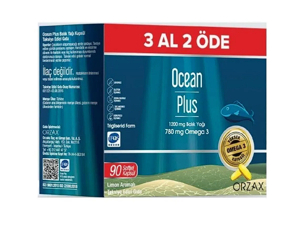 Orzax Ocean Plus Limon Aromalı Takviye Edici 90 Kapsül - 3 Al 2 Öde - 1