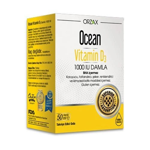 Orzax Ocean Vitamin D3 1000 IU Damla 50 ml - Orzax Ocean