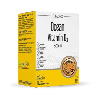 Orzax Ocean Vitamin D3 600 IU Sprey 20ml - Orzax Ocean