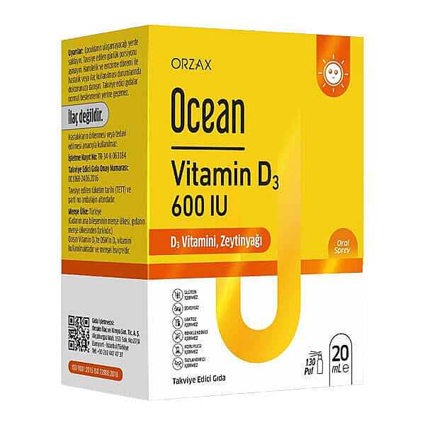 Orzax Ocean Vitamin D3 Sprey 600 IU 20 ML - 1