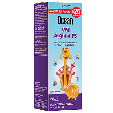 Orzax Ocean Vm Arginin Ps Ballı - Portakal Aromalı Şurup 150 ml - %25 İndirimli - Orzax Ocean