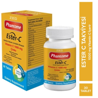 Phantome Ester-C Vitamin C 1000 mg Çinko Vitamin D 30 Tablet - Phantome