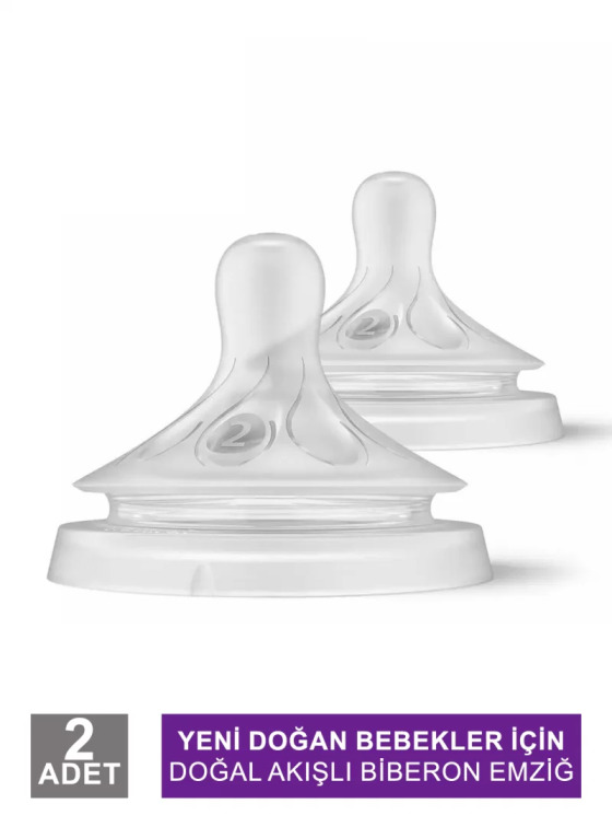 Philips Avent SCY962/02 Natural Response No:2 0 Ay+ 2'li Biberon Emziği - Philips Avent
