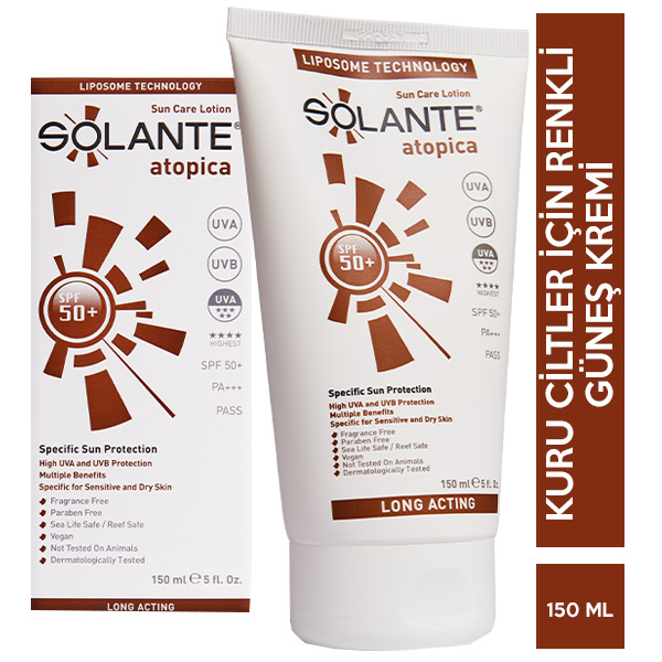 Solante Atopica Hassas ve Kuru Ciltler için150 ml 50 Faktör Güneş Losyonu - 1