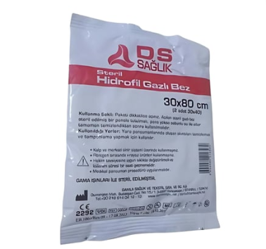 Steril Hidrofil Gazlı Bez 30 x 80 cm - Damla Sağlık