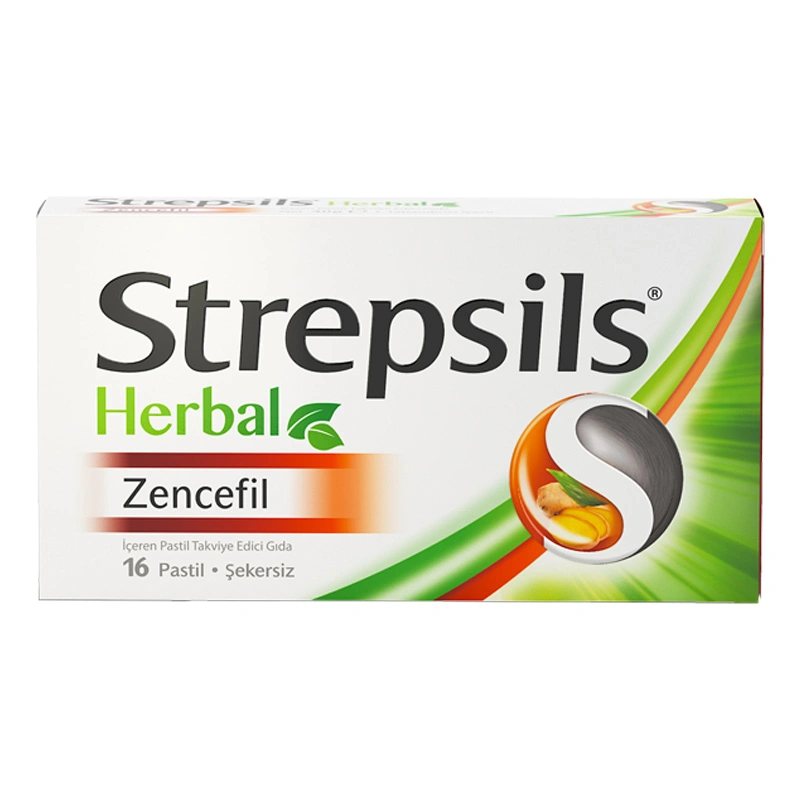 Strepsils Herbal Zencefil İçerikli Pastil Takviye Edici Gıda 16 Adet - 1