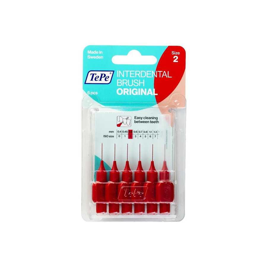 Tepe Interdental Brush 0.5 mm No:2 Kırmızı Blister 6'lı Paket Diş Arası Fırçası