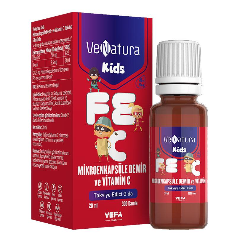 VeNatura Kids Mikroenkapsüle Demir ve Vitamin C Takviye Edici Gıda 20 ml