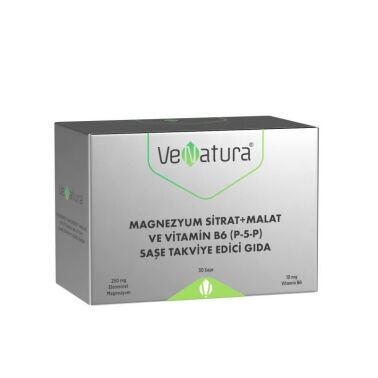 Venatura Magnezyum Sitrat + Malat ve Vitamin P-5-P B6 30 Saşe - VeNatura